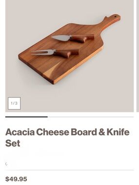 Swissmar Acacia Wood Cheese Board with Fork & Spreader - Brown